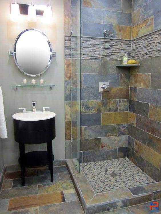 Bungalow sử dụng đá đa sắc ốp lát nhà vệ sinh