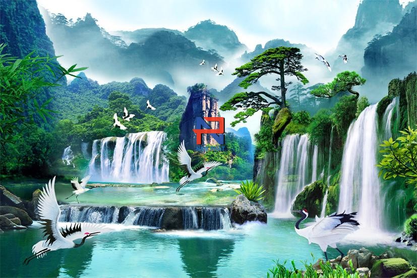Gạch Tranh 3D Thác Nước - GT3D14