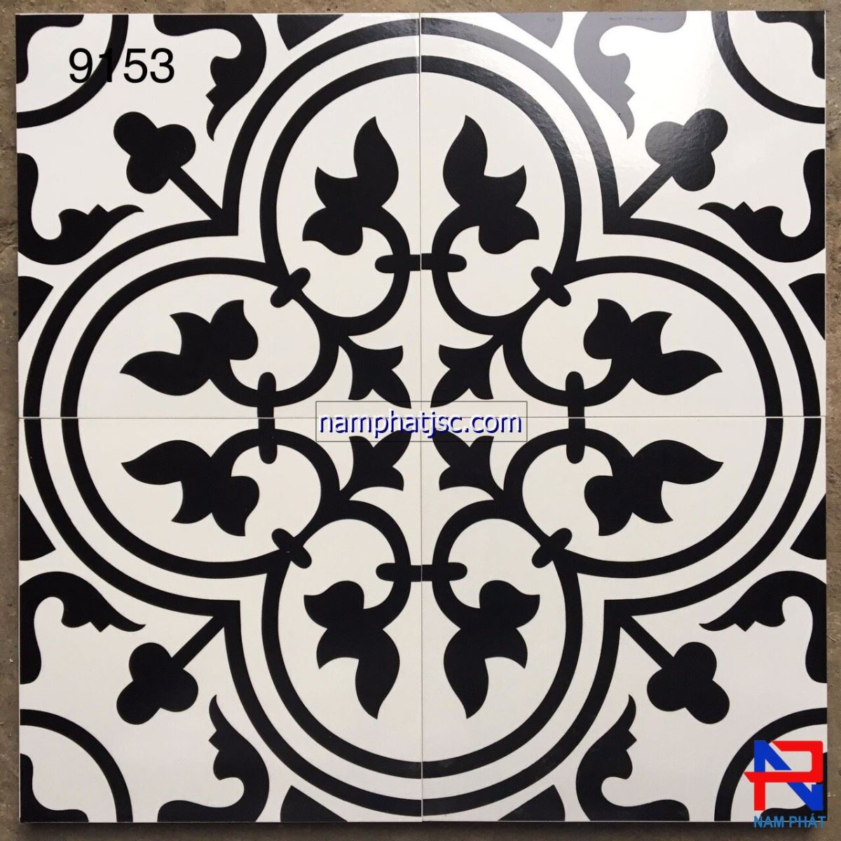Gạch bông men 30x30 (cm) bán sứ NPGBM9153