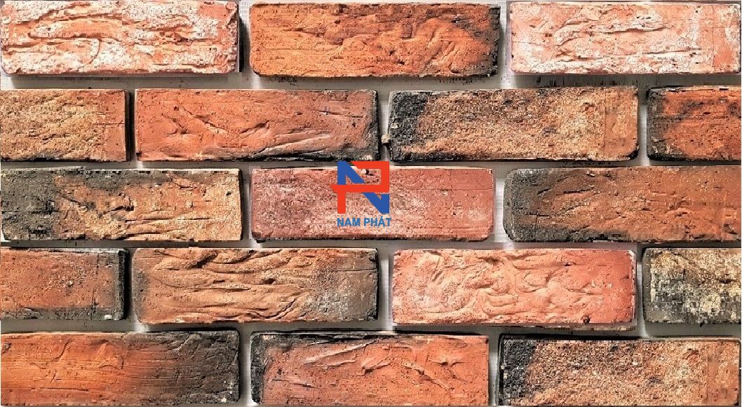 Gạch giả cổ VPG044 Trắng - Đỏ Cháy