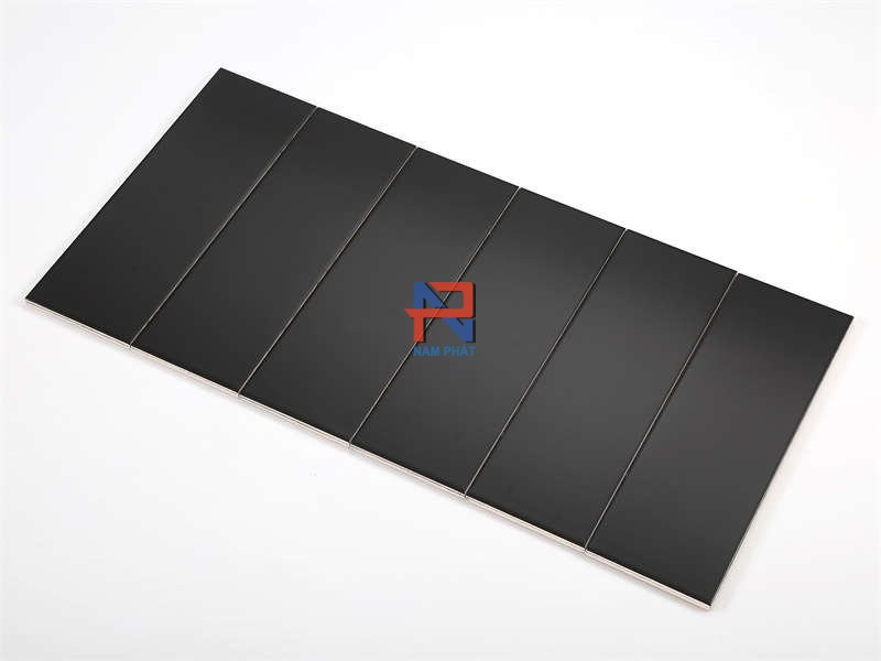 Gạch thẻ kích thước 100x300 mm đen mờ phẳng