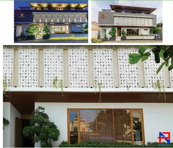 trang trí mặt tiền bằng gạch thông gió